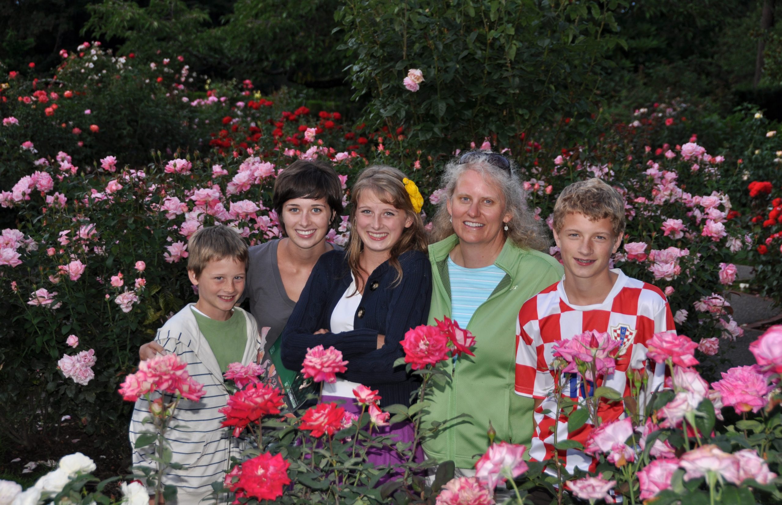 Tamara and Four Youngest in Portland Rose Gardens Four of Seven Children with Tammy in Portland Rose Gardens
